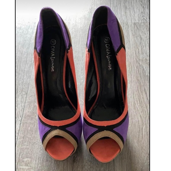 open toe color block heels - Picture 2 of 2